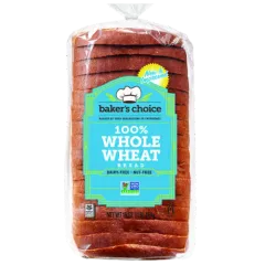 BAKERS CHOICE 100% WHOLE WHEAT BREAD 16OZ