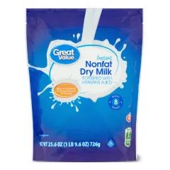 GREAT VALUE DRY POWDERED NONFAT MILK 25.6OZ