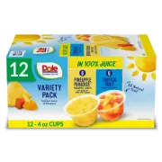 DOLE TROPICAL FRUIT BOWLS IN JUICE 12 PACK 4OZ EACH