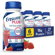 ENSURE PLUS NUTRITION SHAKE STRAWBERRY 6 PACK 8OZ EACH