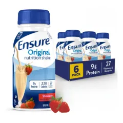 ENSURE NUTRITION SHAKE STRAWBERRY 6 PACK 8OZ EACH
