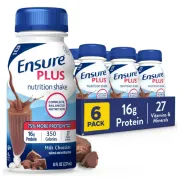 ENSURE PLUS NUTRITION SHAKE CHOCOLATE 6 PACK 8OZ EACH